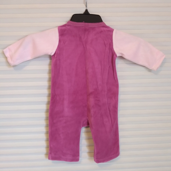 Disney Minnie Mouse Pink Velour Onesie Sleepsuit Long Sleeve Crew Neck - Picture 4 of 9